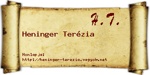 Heninger Terézia névjegykártya